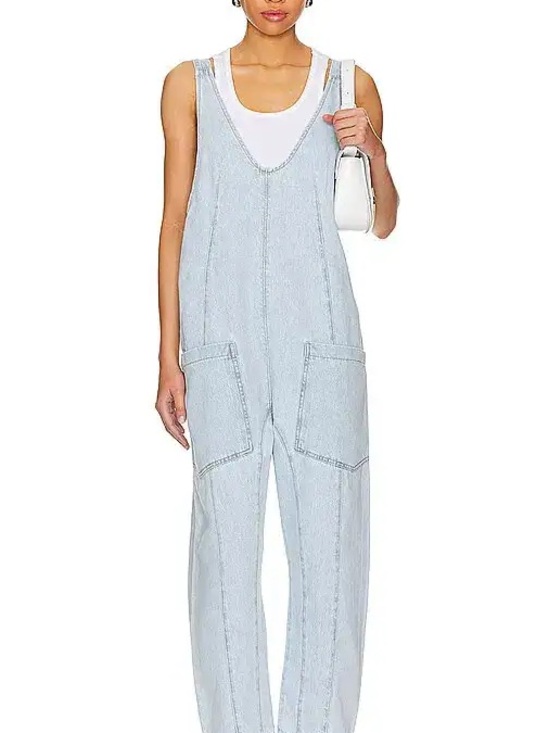 We The Free Denim - We The Free Free People High Roller Light Wash Denim Jumpsuit